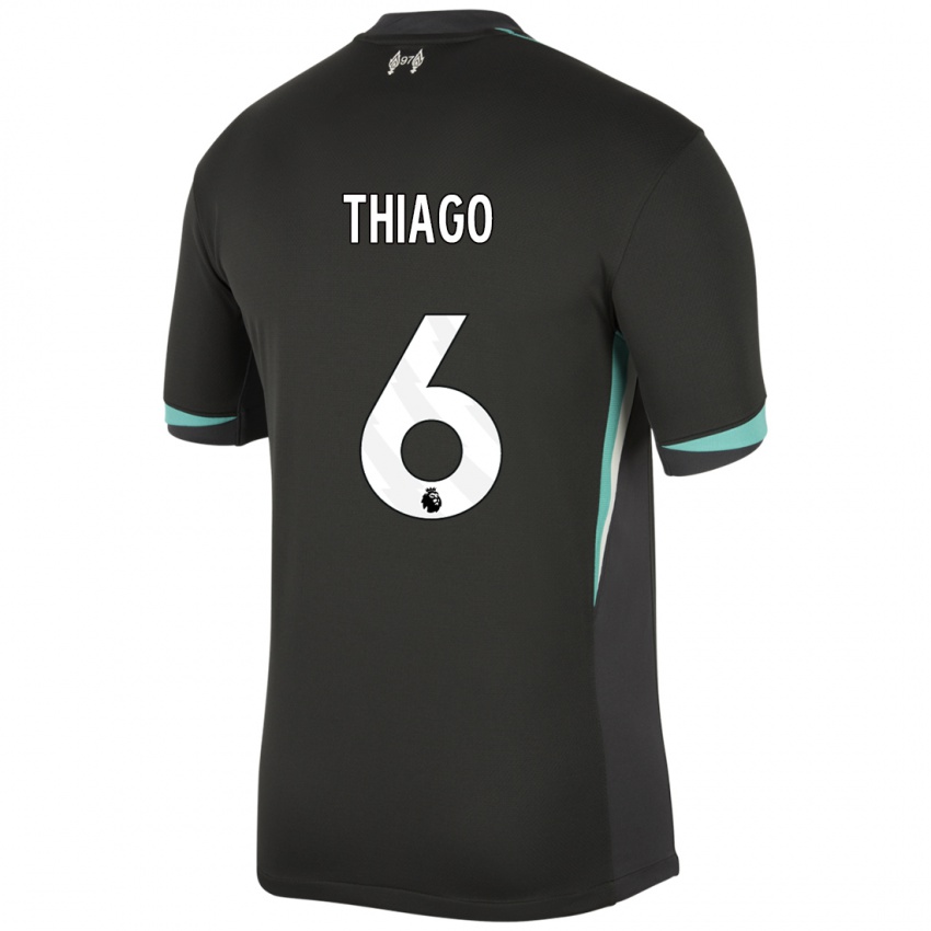 Kinder Thiago #6 Schwarz Anthrazitweiß Auswärtstrikot Trikot 2024/25 T-Shirt