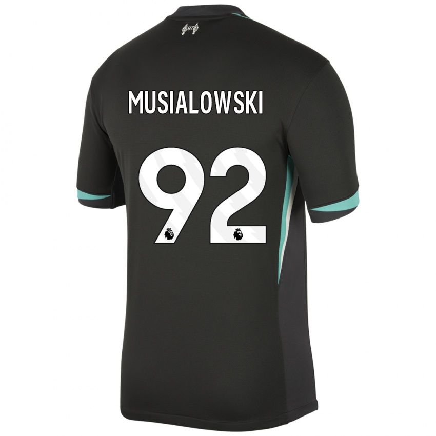 Kinder Mateusz Musialowski #92 Schwarz Anthrazitweiß Auswärtstrikot Trikot 2024/25 T-Shirt