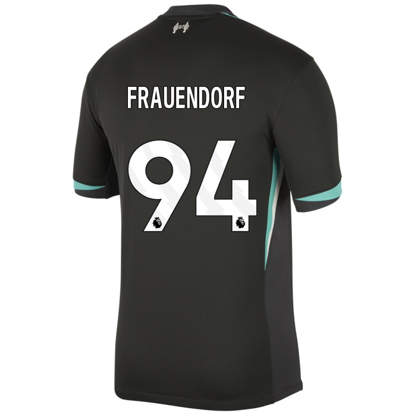 Kinder Melkamu Frauendorf #94 Schwarz Anthrazitweiß Auswärtstrikot Trikot 2024/25 T-Shirt