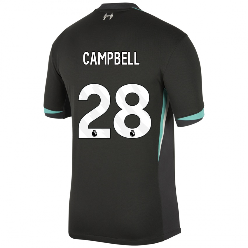 Kinder Megan Campbell #28 Schwarz Anthrazitweiß Auswärtstrikot Trikot 2024/25 T-Shirt