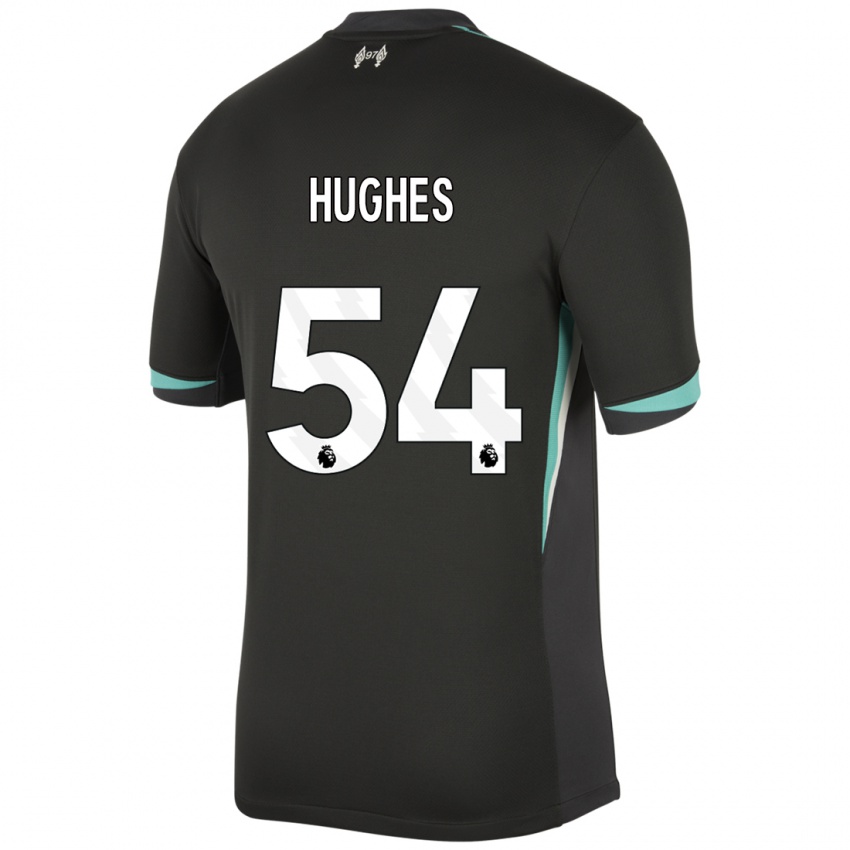 Kinder Liam Hughes #54 Schwarz Anthrazitweiß Auswärtstrikot Trikot 2024/25 T-Shirt