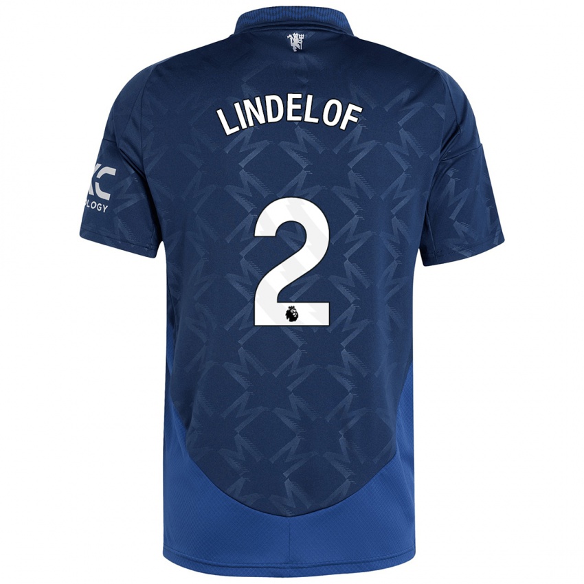 Kinder Victor Lindelof #2 Indigo Auswärtstrikot Trikot 2024/25 T-Shirt