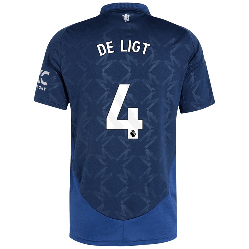 Kinder Matthijs De Ligt #4 Indigo Auswärtstrikot Trikot 2024/25 T-Shirt