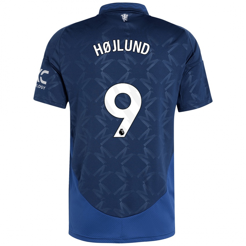 Kinder Rasmus Højlund #9 Indigo Auswärtstrikot Trikot 2024/25 T-Shirt