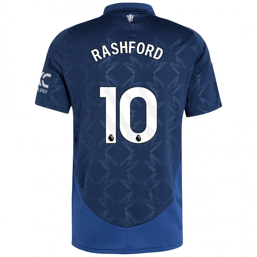 Kinder Marcus Rashford #10 Indigo Auswärtstrikot Trikot 2024/25 T-Shirt