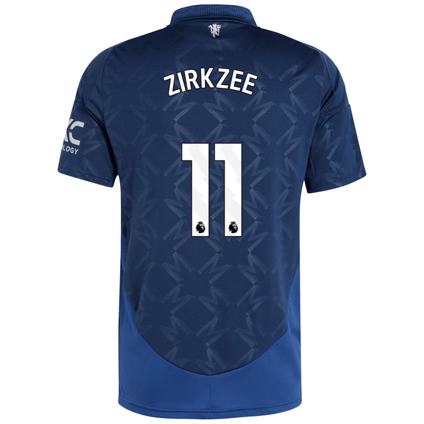 Kinder Joshua Zirkzee #11 Indigo Auswärtstrikot Trikot 2024/25 T-Shirt