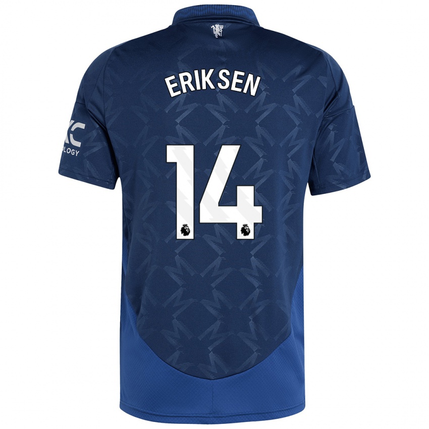 Kinder Christian Eriksen #14 Indigo Auswärtstrikot Trikot 2024/25 T-Shirt