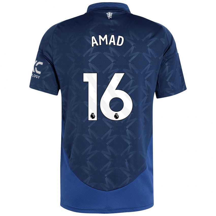 Kinder Amad Diallo #16 Indigo Auswärtstrikot Trikot 2024/25 T-Shirt