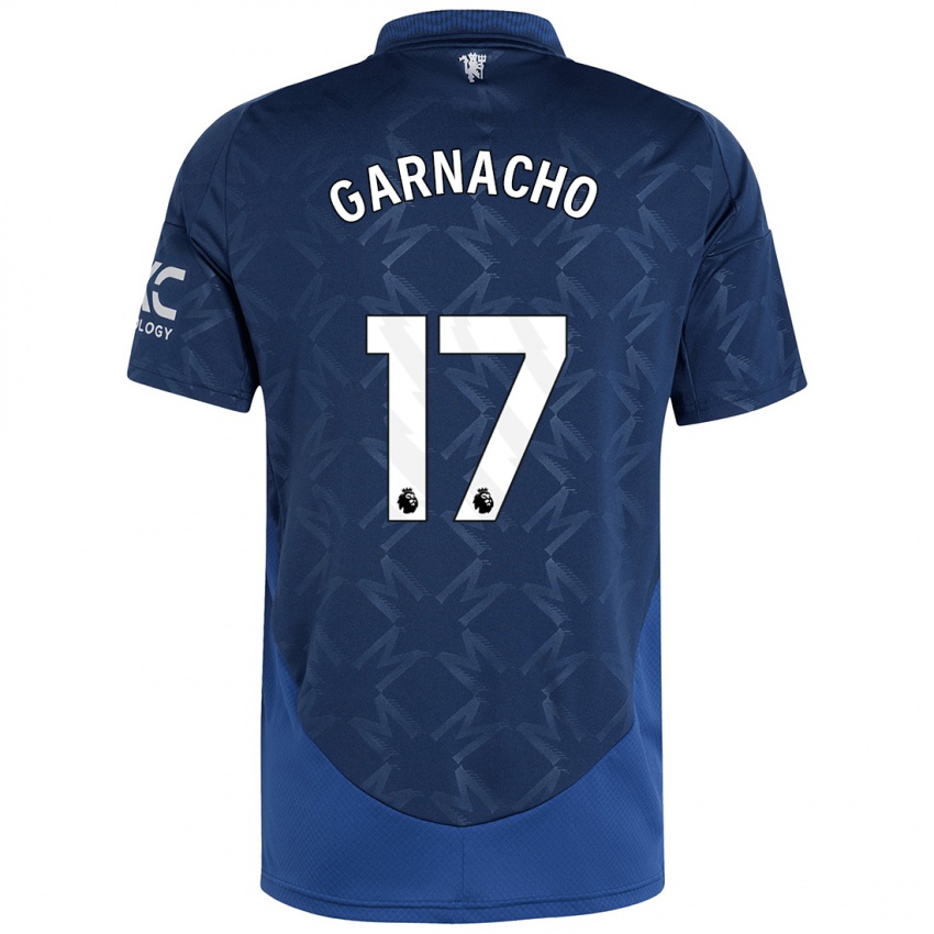 Kinder Alejandro Garnacho #17 Indigo Auswärtstrikot Trikot 2024/25 T-Shirt