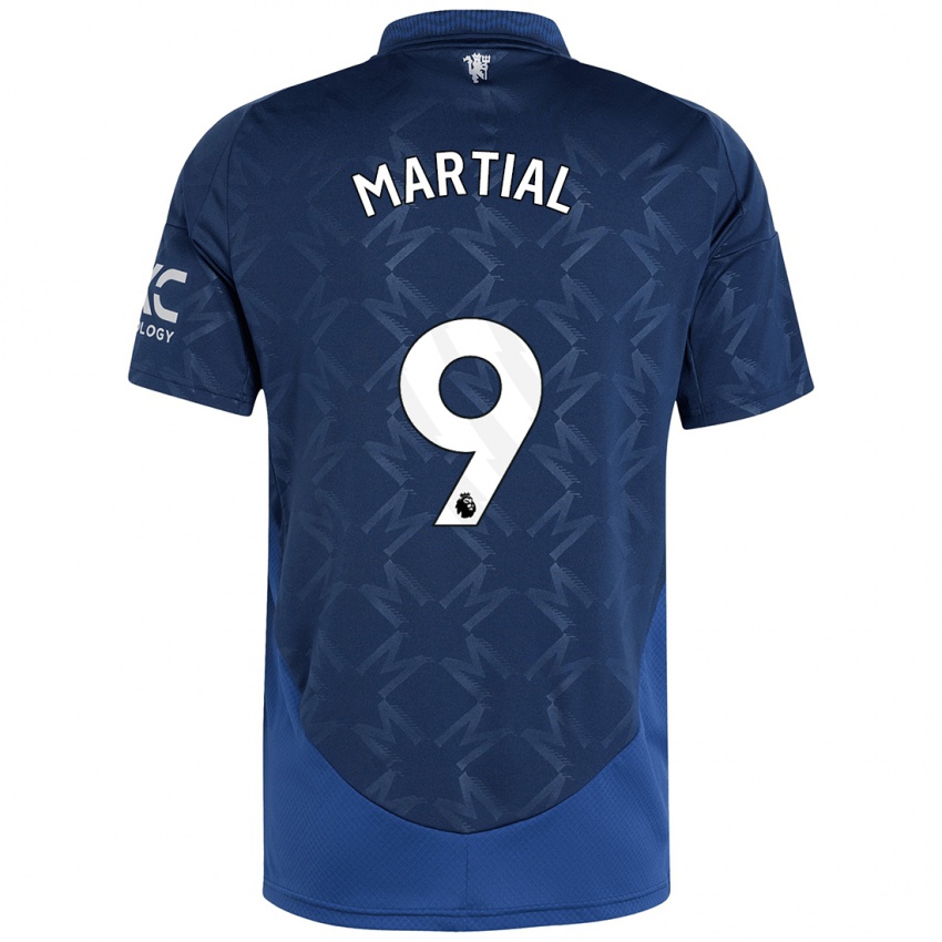 Kinder Anthony Martial #9 Indigo Auswärtstrikot Trikot 2024/25 T-Shirt