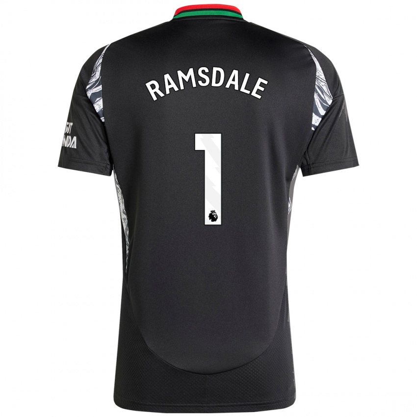 Kinder Aaron Ramsdale #1 Schwarz Auswärtstrikot Trikot 2024/25 T-Shirt