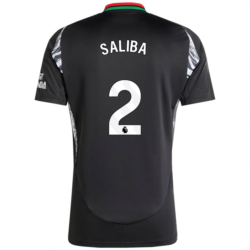 Kinder William Saliba #2 Schwarz Auswärtstrikot Trikot 2024/25 T-Shirt