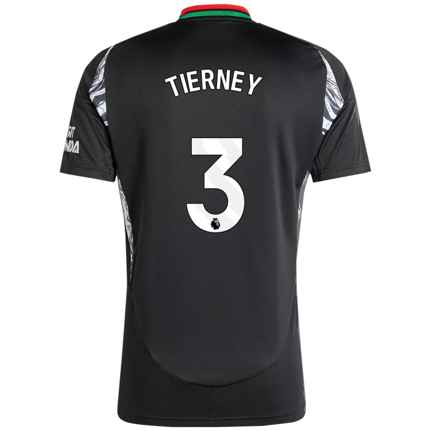 Kinder Kieran Tierney #3 Schwarz Auswärtstrikot Trikot 2024/25 T-Shirt