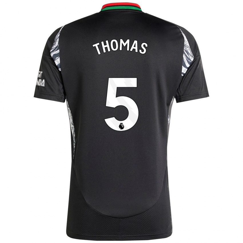 Kinder Thomas Partey #5 Schwarz Auswärtstrikot Trikot 2024/25 T-Shirt