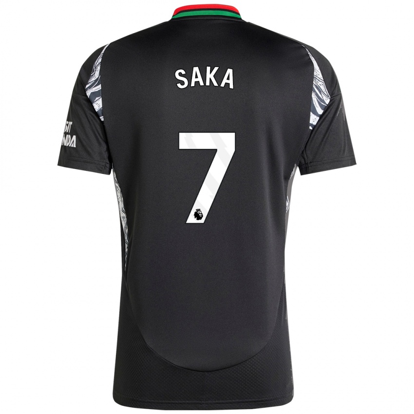 Kinder Bukayo Saka #7 Schwarz Auswärtstrikot Trikot 2024/25 T-Shirt