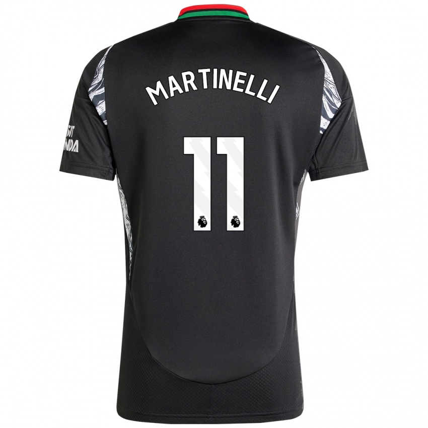 Kinder Gabriel Martinelli #11 Schwarz Auswärtstrikot Trikot 2024/25 T-Shirt