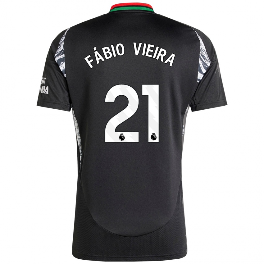 Kinder Fabio Vieira #21 Schwarz Auswärtstrikot Trikot 2024/25 T-Shirt