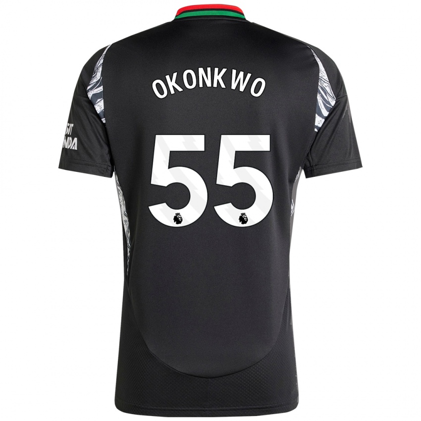 Kinder Brian Okonkwo #55 Schwarz Auswärtstrikot Trikot 2024/25 T-Shirt