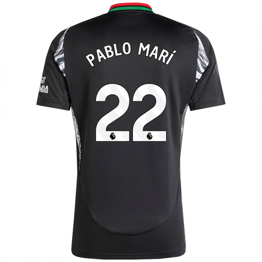 Kinder Pablo Mari #22 Schwarz Auswärtstrikot Trikot 2024/25 T-Shirt