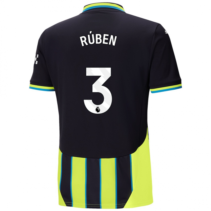 Kinder Ruben Dias #3 Blaugelb Auswärtstrikot Trikot 2024/25 T-Shirt