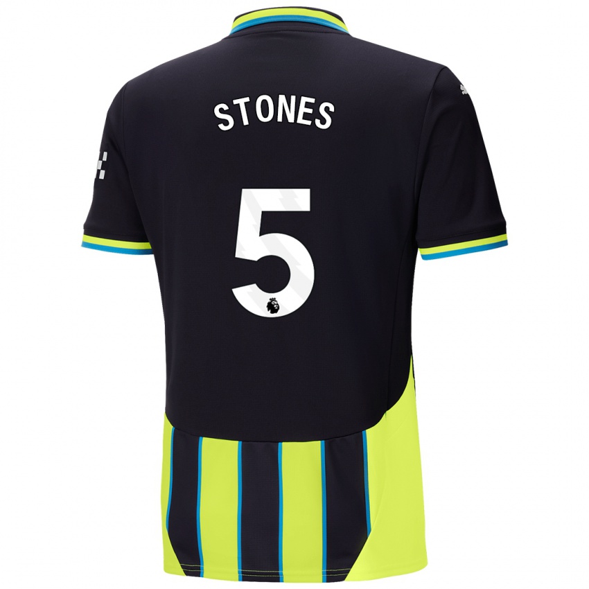 Kinder John Stones #5 Blaugelb Auswärtstrikot Trikot 2024/25 T-Shirt