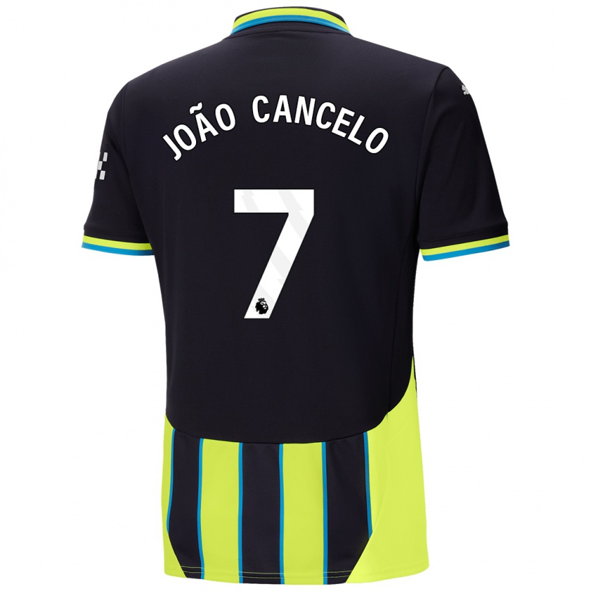 Kinder Joao Cancelo #7 Blaugelb Auswärtstrikot Trikot 2024/25 T-Shirt