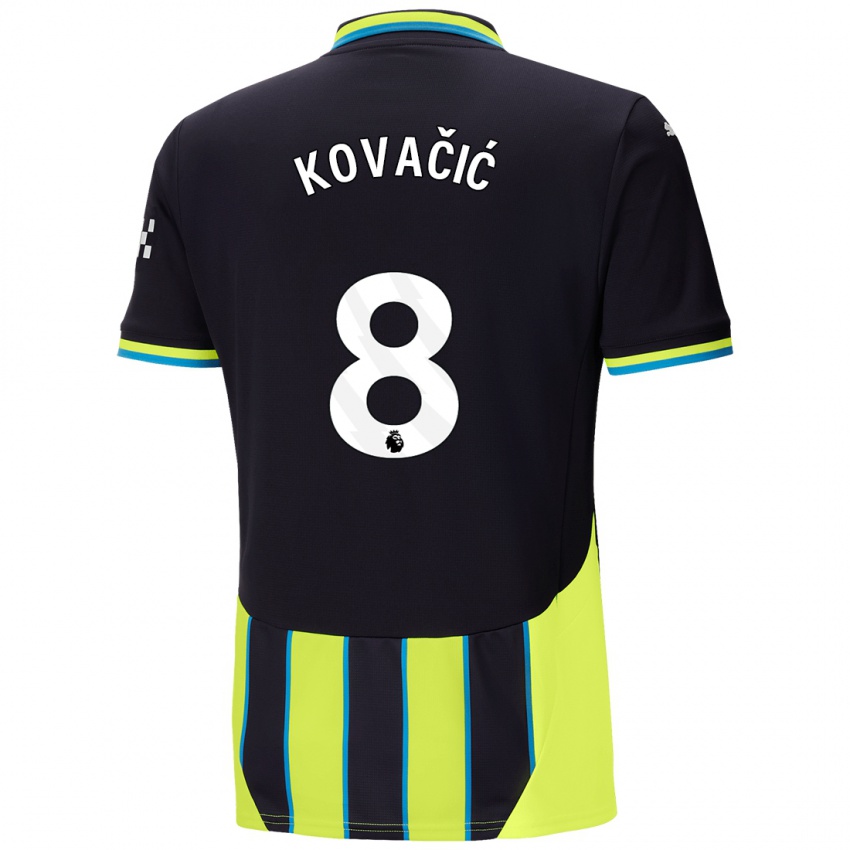 Kinder Mateo Kovacic #8 Blaugelb Auswärtstrikot Trikot 2024/25 T-Shirt