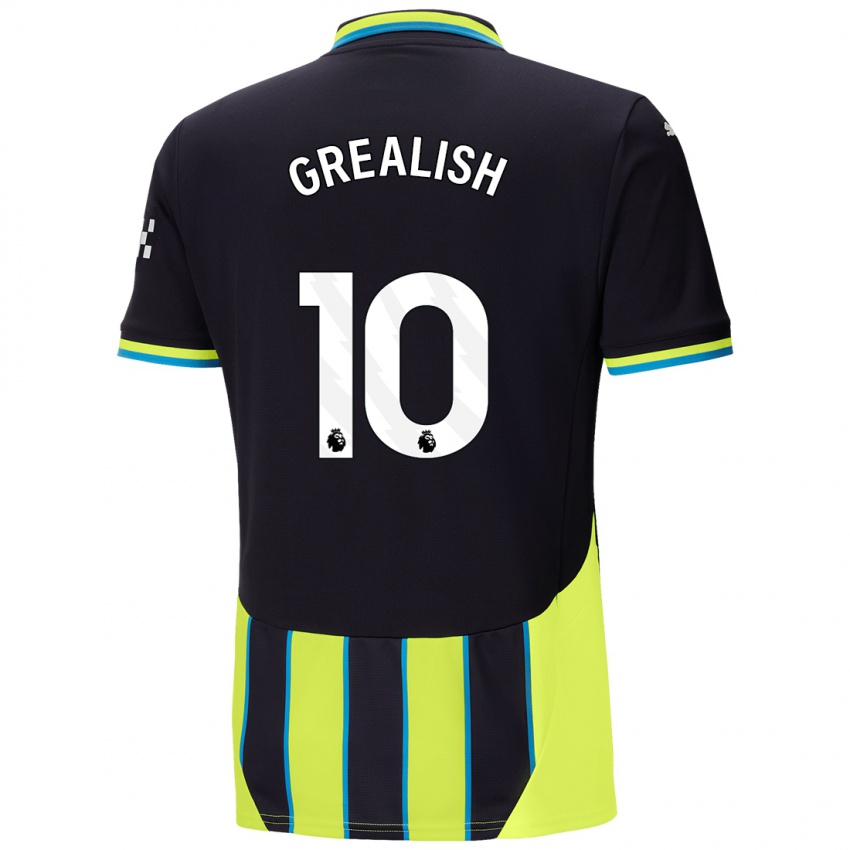 Kinder Jack Grealish #10 Blaugelb Auswärtstrikot Trikot 2024/25 T-Shirt