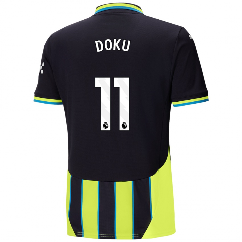 Kinder Jérémy Doku #11 Blaugelb Auswärtstrikot Trikot 2024/25 T-Shirt