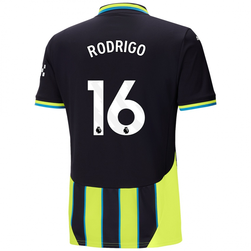 Kinder Rodrigo Hernandez #16 Blaugelb Auswärtstrikot Trikot 2024/25 T-Shirt