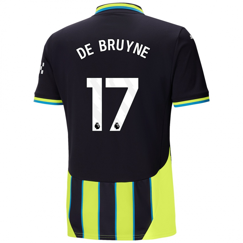 Kinder Kevin De Bruyne #17 Blaugelb Auswärtstrikot Trikot 2024/25 T-Shirt