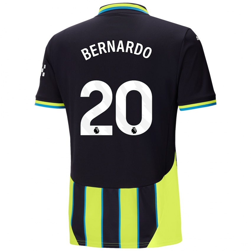 Kinder Bernardo Silva #20 Blaugelb Auswärtstrikot Trikot 2024/25 T-Shirt