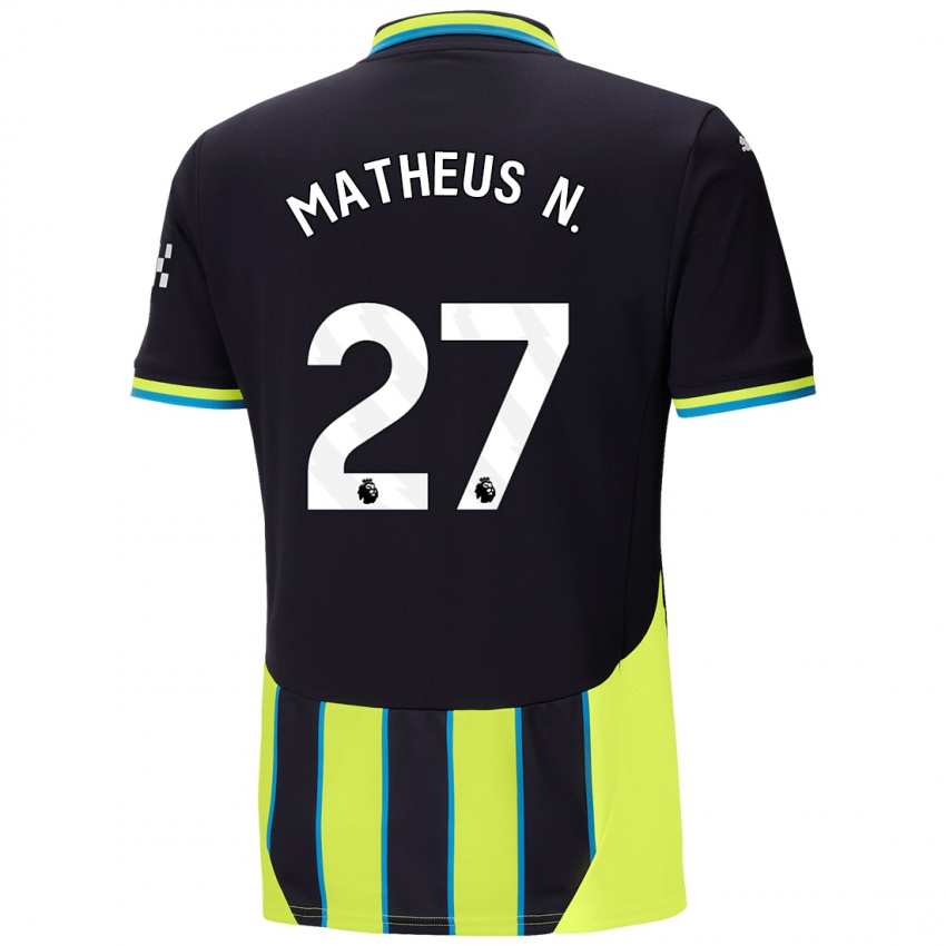 Kinder Matheus Nunes #27 Blaugelb Auswärtstrikot Trikot 2024/25 T-Shirt