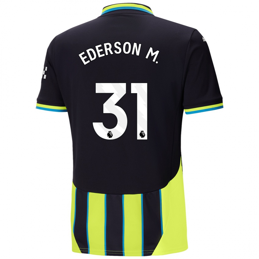 Kinder Ederson Moraes #31 Blaugelb Auswärtstrikot Trikot 2024/25 T-Shirt