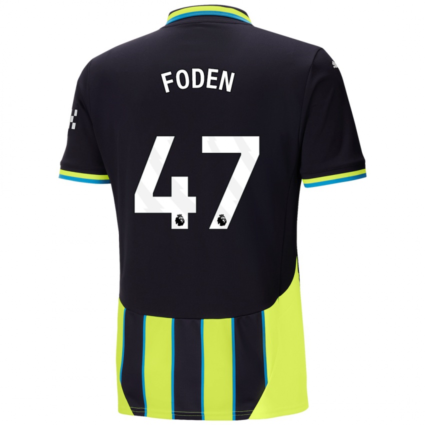 Kinder Phil Foden #47 Blaugelb Auswärtstrikot Trikot 2024/25 T-Shirt