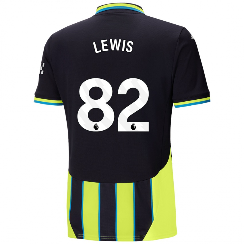 Kinder Rico Lewis #82 Blaugelb Auswärtstrikot Trikot 2024/25 T-Shirt