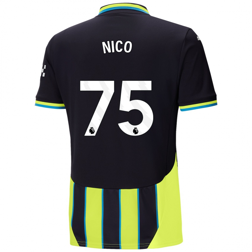 Kinder Nico O'reilly #75 Blaugelb Auswärtstrikot Trikot 2024/25 T-Shirt