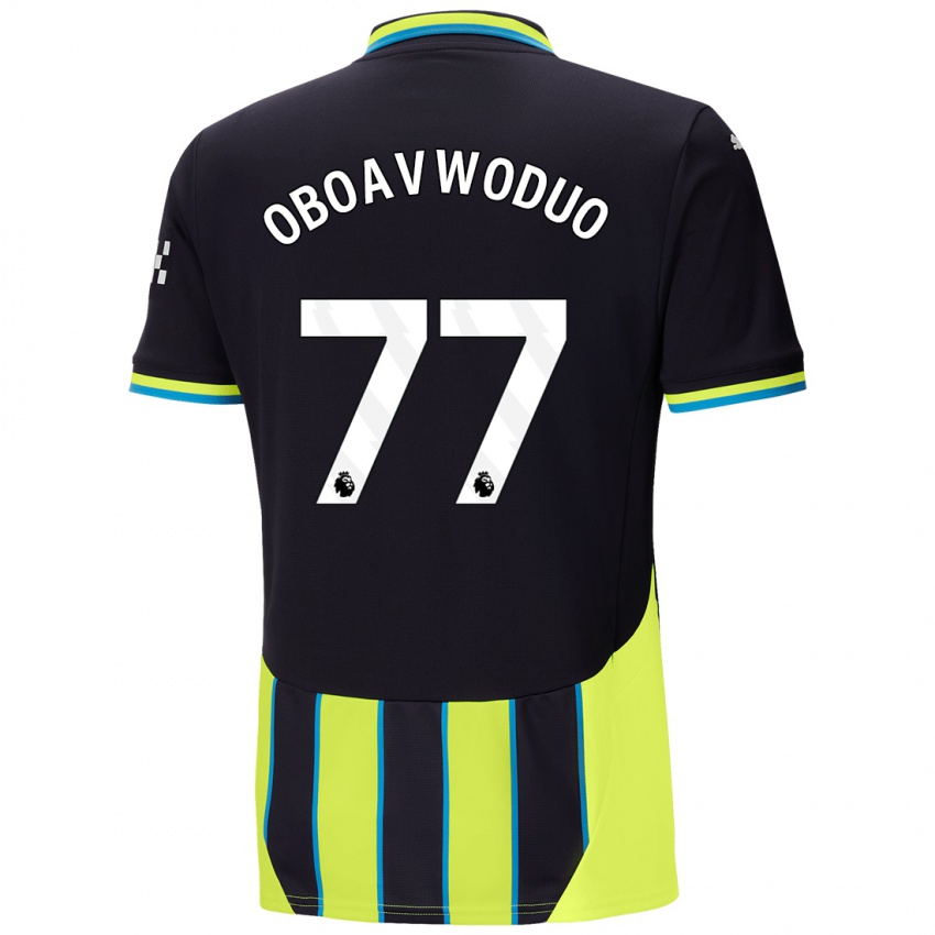 Kinder Justin Oboavwoduo #77 Blaugelb Auswärtstrikot Trikot 2024/25 T-Shirt