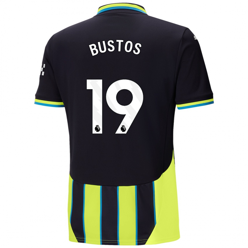 Kinder Nahuel Bustos #19 Blaugelb Auswärtstrikot Trikot 2024/25 T-Shirt