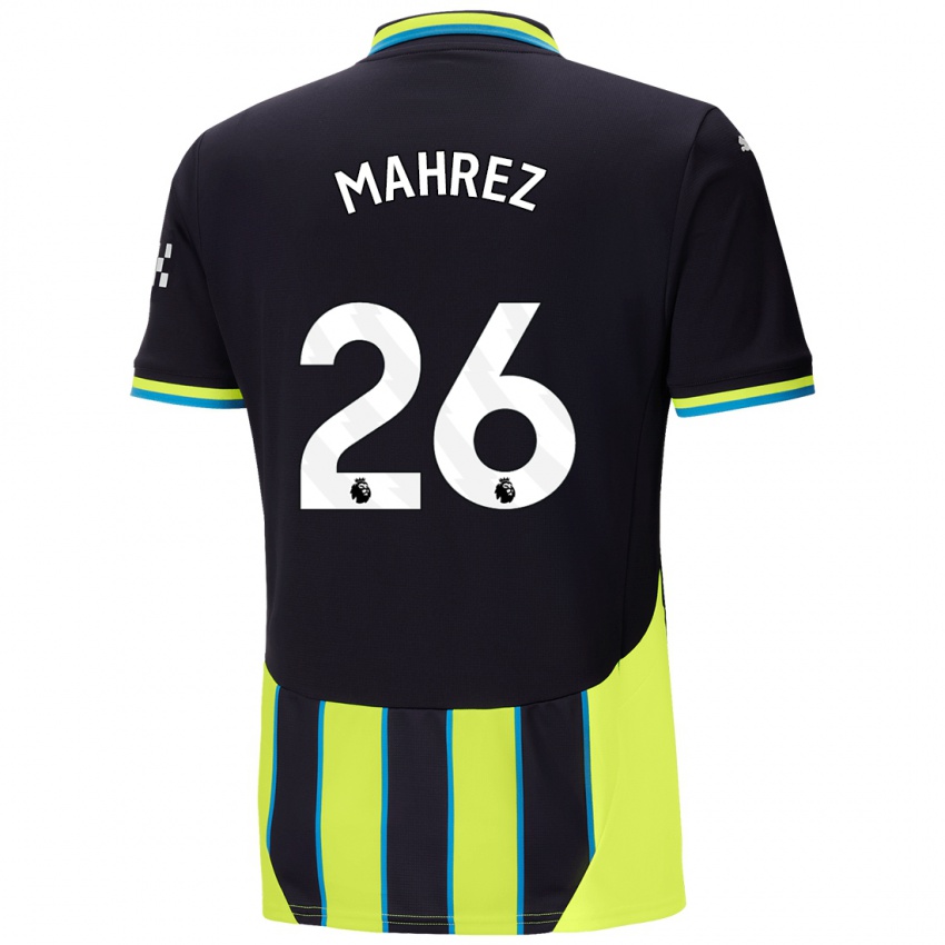 Kinder Riyad Mahrez #26 Blaugelb Auswärtstrikot Trikot 2024/25 T-Shirt