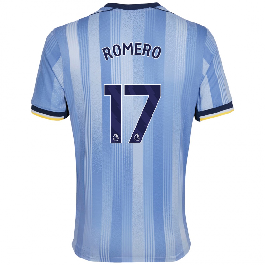 Kinder Cristian Romero #17 Hellblau Auswärtstrikot Trikot 2024/25 T-Shirt