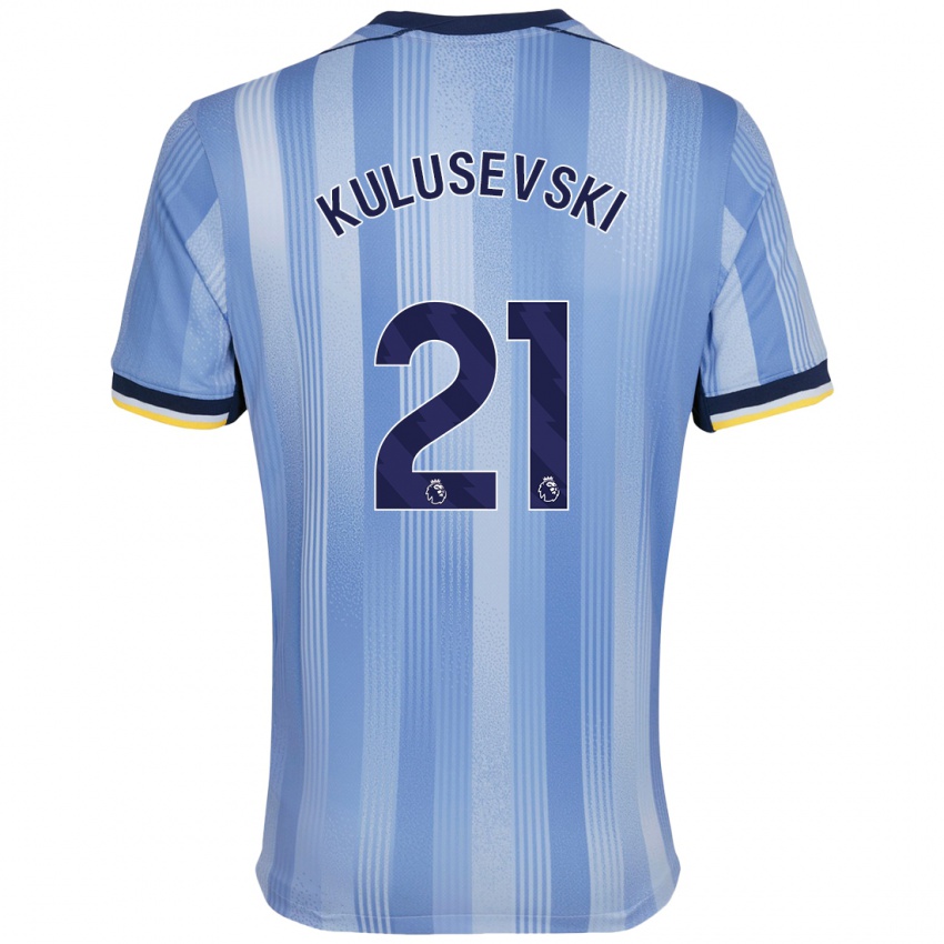 Kinder Dejan Kulusevski #21 Hellblau Auswärtstrikot Trikot 2024/25 T-Shirt