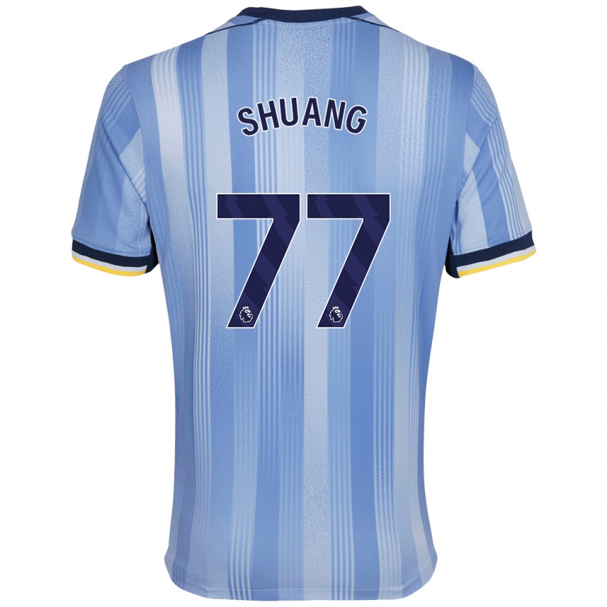 Kinder Wang Shuang #77 Hellblau Auswärtstrikot Trikot 2024/25 T-Shirt