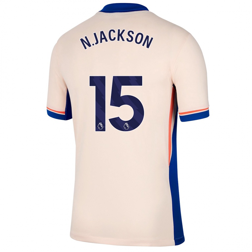 Kinder Nicolas Jackson #15 Hellbeige Auswärtstrikot Trikot 2024/25 T-Shirt