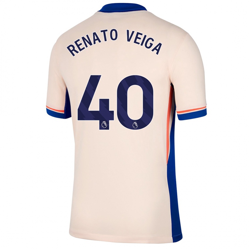 Kinder Renato Veiga #40 Hellbeige Auswärtstrikot Trikot 2024/25 T-Shirt