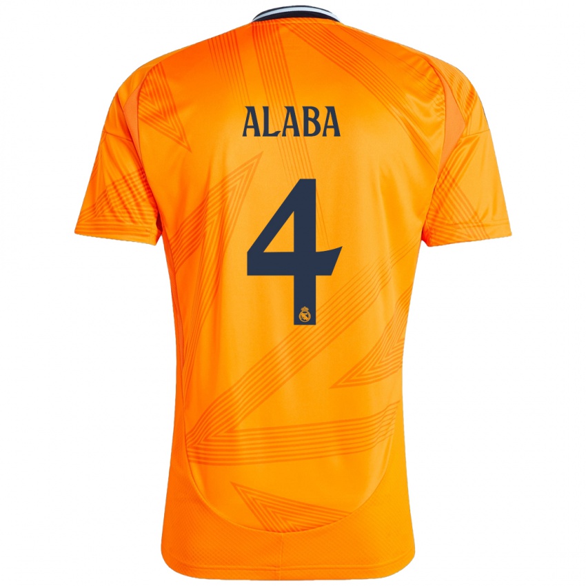 Kinder David Alaba #4 Orange Auswärtstrikot Trikot 2024/25 T-Shirt