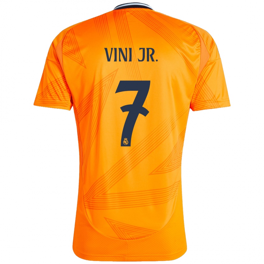 Kinder Vinicius Junior #7 Orange Auswärtstrikot Trikot 2024/25 T-Shirt