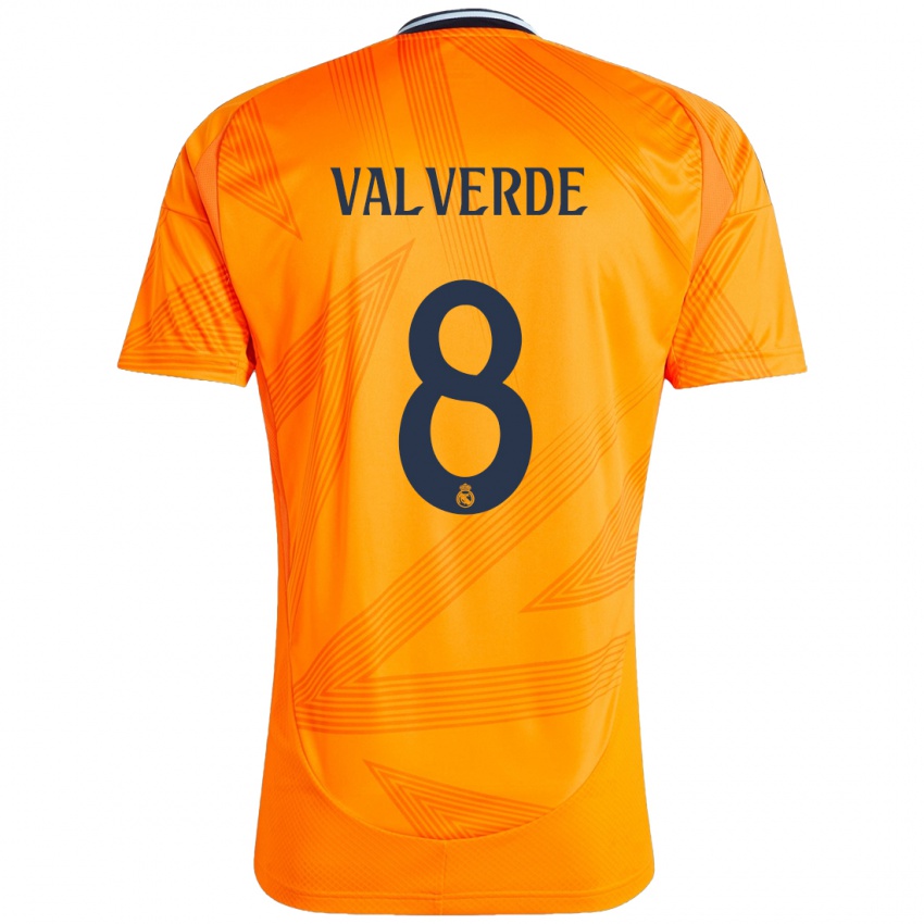 Kinder Federico Valverde #8 Orange Auswärtstrikot Trikot 2024/25 T-Shirt