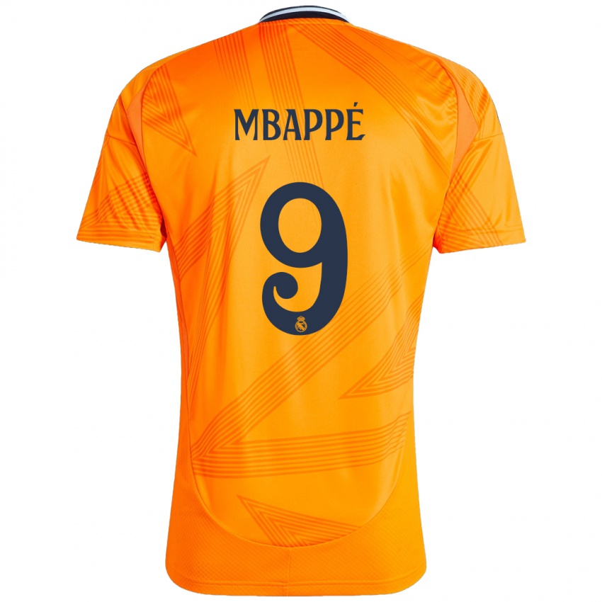 Kinder Kylian Mbappe #9 Orange Auswärtstrikot Trikot 2024/25 T-Shirt