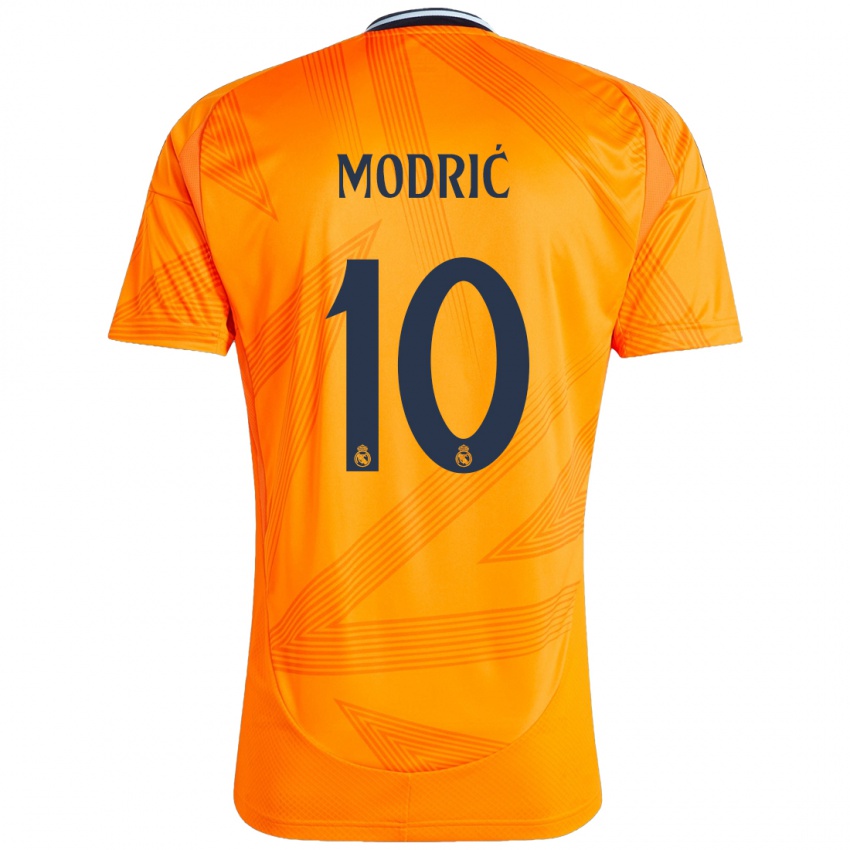 Kinder Luka Modric #10 Orange Auswärtstrikot Trikot 2024/25 T-Shirt